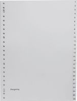 Pergamy tabbladen, ft A4, 23-gaatsperforatie, grijze PP, set 1-52 - thumbnail