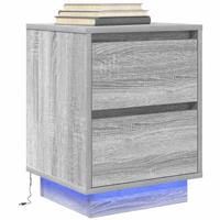 Nachtkastje met LED-verlichting 38x34x50 cm grijs sonoma