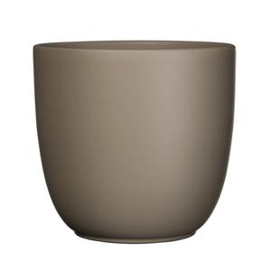 Bloempot - taupe bruin - mat - H14 x D14.5 cm - keramiek - voor kamerplant - plantenpot