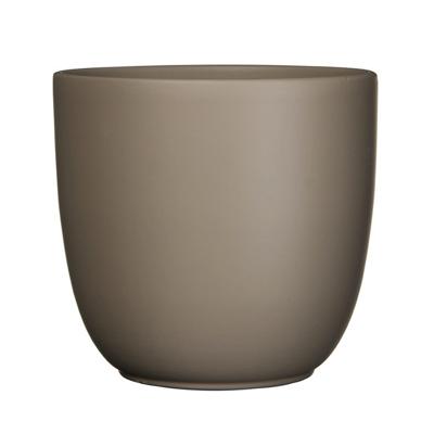 Bloempot - taupe bruin - mat - H14 x D14.5 cm - keramiek - voor kamerplant - plantenpot