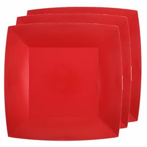 Feest gebaksbordjes - rood - 20x - karton - 18 cm - vierkant - kartonnen feestbordjes