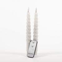 2Pcs White Swirl Rustic Wax Taper Candle 23Cm 3D Wick R - Annas collection - thumbnail