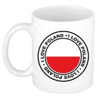 Cadeau koffiemok Polen - vlag - I love - 300 ml - keramiek - landen thema - support