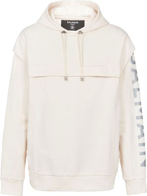 Balmain hoodie à détails de découpes - Blanc