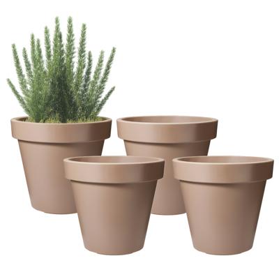 Pro Garden Bloempot - 4x - mokka bruin - rond - D20 cm - kunststof - plantenpot - tuin buiten