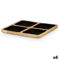 Dienblad met Vakjes GiftDecor MALI-991 B Zwart 31 x 3 x 31 cm (6 Stuks)