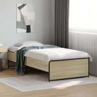 Bedframe bewerkt hout en metaal sonoma eikenkleurig 75x190 cm - thumbnail