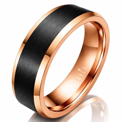 Wolfraam heren ring Rosegoud Zwart 8mm-17mm