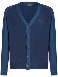 ETRO cardigan en laine vierge à logo brodé - Bleu