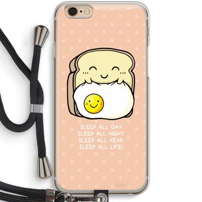 Sleep All Day: iPhone 6 / 6S Transparant Hoesje met koord
