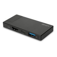 Lindy DST-Micro Bedraad USB 3.2 Gen 1 (3.1 Gen 1) Type-C Zwart - thumbnail
