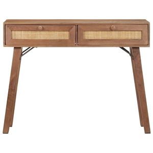 The Living Store Houten Consoletafel - Massief mangohout - 100 x 35 x 76 cm - Met 2 lades