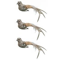 12x stuks decoratie vogels op clip glitter goud 18 cm - thumbnail