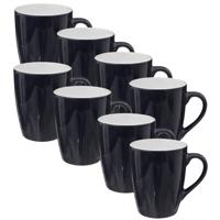 5Five Koffiemokken Colorama - 8x stuks - Keramiek - blauw - 380 ml - 9 x 11 cm