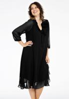 Yoek Jurk met ruches | Zwart | Maat 38/40