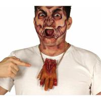 Horror verkleed ketting afgehakte hand - bloederige lichaamsdelen/ledematen - Halloween accessoire