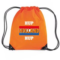 Hup Holland hup voetbal rugzakje / sporttas met rijgkoord oranje - thumbnail