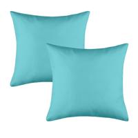 Stof Textile sierkussen Hawaii - 4x - aqua blauw - 40 x 40 cm - bank kussens - polyester