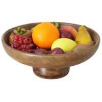 Fruitschaal/fruitmand - mango hout - D24 x H10 cm - bruin - Salade serveer schaal