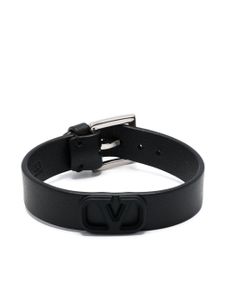 Valentino Garavani bracelet en cuir à plaque VLogo - Noir