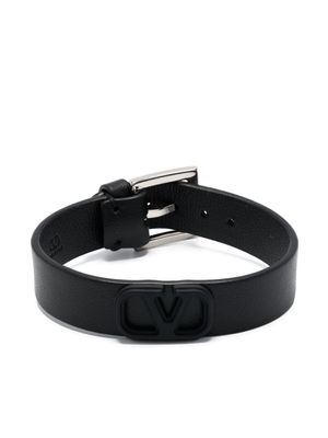 Valentino Garavani bracelet en cuir à plaque VLogo - Noir