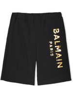 Balmain Kids short de bain à logo imprimé - Noir