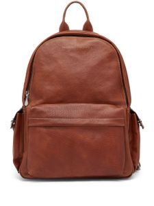 Brunello Cucinelli sac à dos en cuir à logo imprimé - Marron