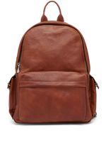 Brunello Cucinelli sac à dos en cuir à logo imprimé - Marron