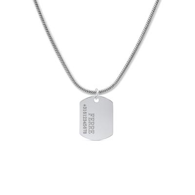Kindercollectie S.O.S. dog tag ketting – Stainless steel - Zilver