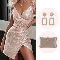 Retro vintage Roaring jaren '20 Jaren 1920 Flapper jurk Cosplay kostuum Outfits The Great Gatsby Dames Pailletten Kerstmis Halloween Feest / Uitgaan Kleding Lightinthebox - thumbnail