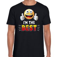 Funny emoticon t-shirt i am the best zwart voor heren - thumbnail