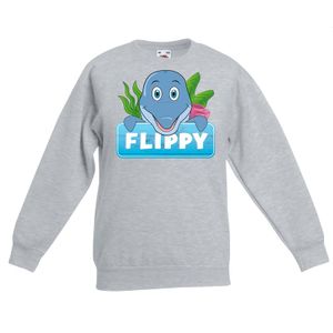 Dolfijnen dieren sweater grijs voor kinderen