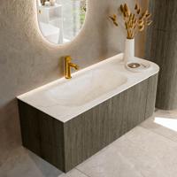 Badmeubel Mondiaz Kurve-Dlux | 115 cm cm | Meubelkleur Shadow | Wastafelkleur Ostra | Solid surface | Wasbak links zijde spoelbak | 1 kraangat