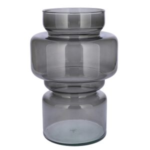 Bloemenvaas - grijs - transparant gerecycled glas - D17 x H25 cm