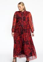 Yoek Jurk met ruches ROSANNA | Rood | Maat 54/56