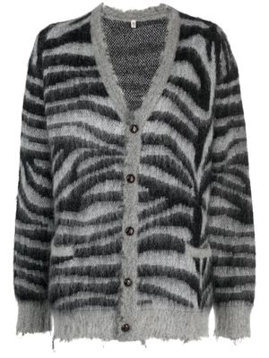R13 cardigan rayé à effet usé - Noir