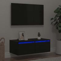 Tv-meubel met LED-verlichting 75x35,5x25 cm zwart eikenkleurig