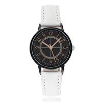 LGT Klassiek herenhorloge met witte leren band en zwarte wijzerplaat LGT Klassiek herenhorloge met witte leren band en zwarte wijzerplaat
