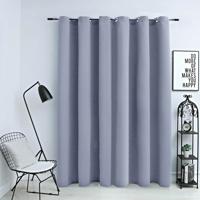 VidaXL Gordijn verduisterend met metalen ringen 290x245 cm grijs