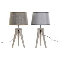 Bureaulamp DKD Home Decor Laken Grijs Bruin Linnen 250 V 60 W Pijnboom (30 x 30 x 57.5 cm) (2 pcs)