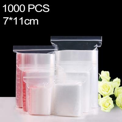 1000 stuks 7 x 11 cm PE zelf duidelijk Zip-Lock verpakking zak afdichten Custom Printing en grootte zijn welkom