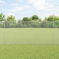 VidaXL Hek met paal zilver 1,5 x 25 m staal