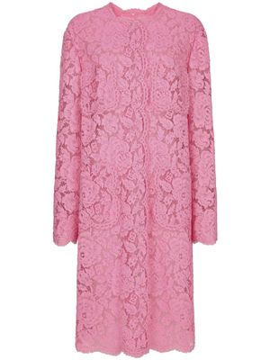 Dolce & Gabbana manteau à dentelle fleurie - Rose