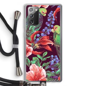 Papegaaien: Samsung Galaxy Note 20 / Note 20 5G Transparant Hoesje met koord