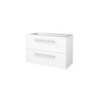 Basic-Line Start 46 Badkamermeubelset - 100 x 46 cm - Met Grepen - 2 Lades - Acryl Wastafel - Zonder Kraangat - Ice White