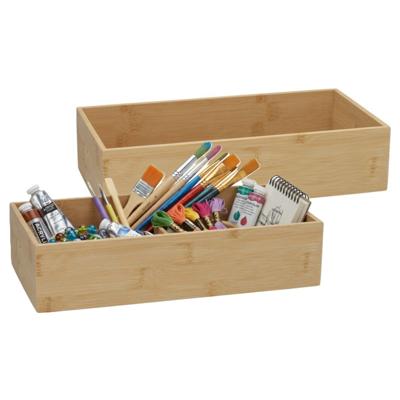 5Five houten bakje - 2x - organizer - bamboe - 30 x 15 x 7 cm - kast en lade verdelers - opslag