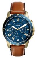 Fossil Grant chronograaf Herenhorlogemet leren band FS5268