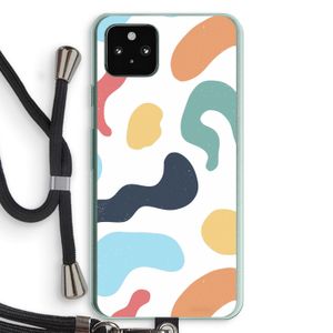 Memphis Shapes Blue: Pixel 5a 5G Transparant Hoesje met koord