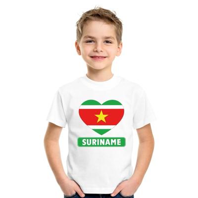 Suriname Supporters t-shirt - kinderen - hartjes vlag - wit - korte mouwen - sport - kleding Suriname Supporters t-shirt - kinderen - hartjes vlag - wit - korte mouwen - sport - kleding