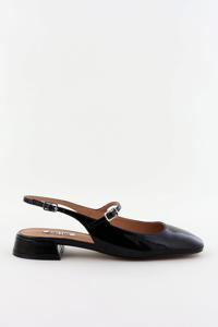 Bibi Lou slingback ballerinas zilverkleurige gespsluiting zwart